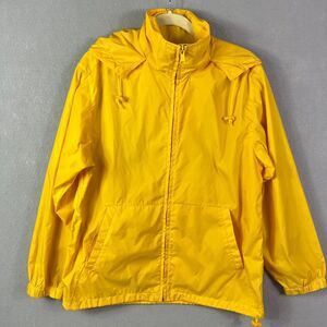 VTG  EBTEK Sac Jacket Men XS Yellow Hooded Vented Full Zip Windbreaker Oversized